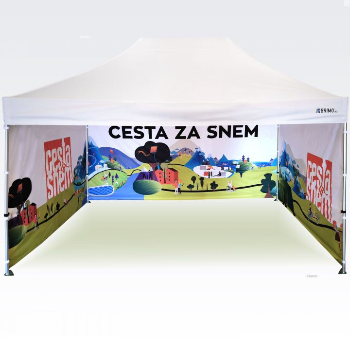 Nožnicový skladací stan s bočnými stenami pre ochranu